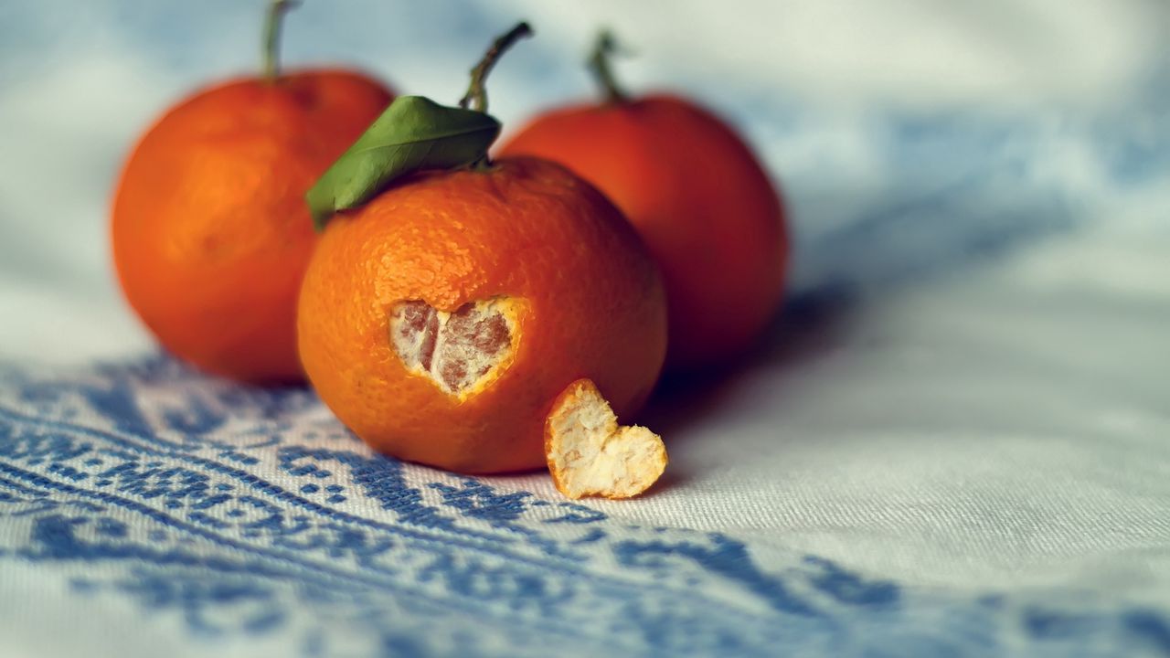 Wallpaper tangerines, citrus, heart