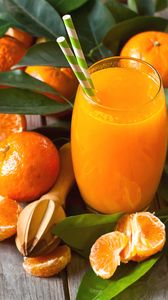 Preview wallpaper tangerines, fresh, glass, fruit