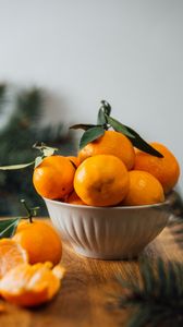 Preview wallpaper tangerines, fruit, citrus, bowl, orange