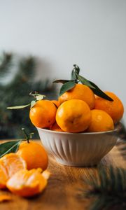 Preview wallpaper tangerines, fruit, citrus, bowl, orange