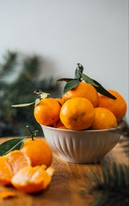 Preview wallpaper tangerines, fruit, citrus, bowl, orange