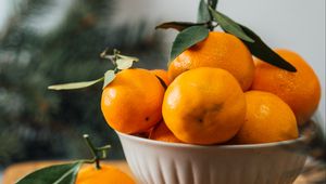 Preview wallpaper tangerines, fruit, citrus, bowl, orange