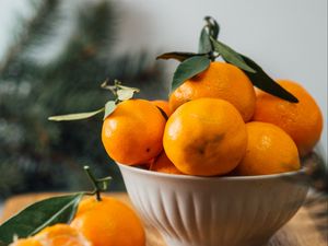 Preview wallpaper tangerines, fruit, citrus, bowl, orange