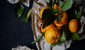 Preview wallpaper tangerines, fruits, citrus, wedges, zest