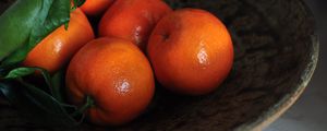 Preview wallpaper tangerines, fruits, leaves, citrus