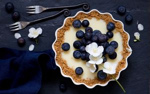 Preview wallpaper tartlet, blueberries, dessert