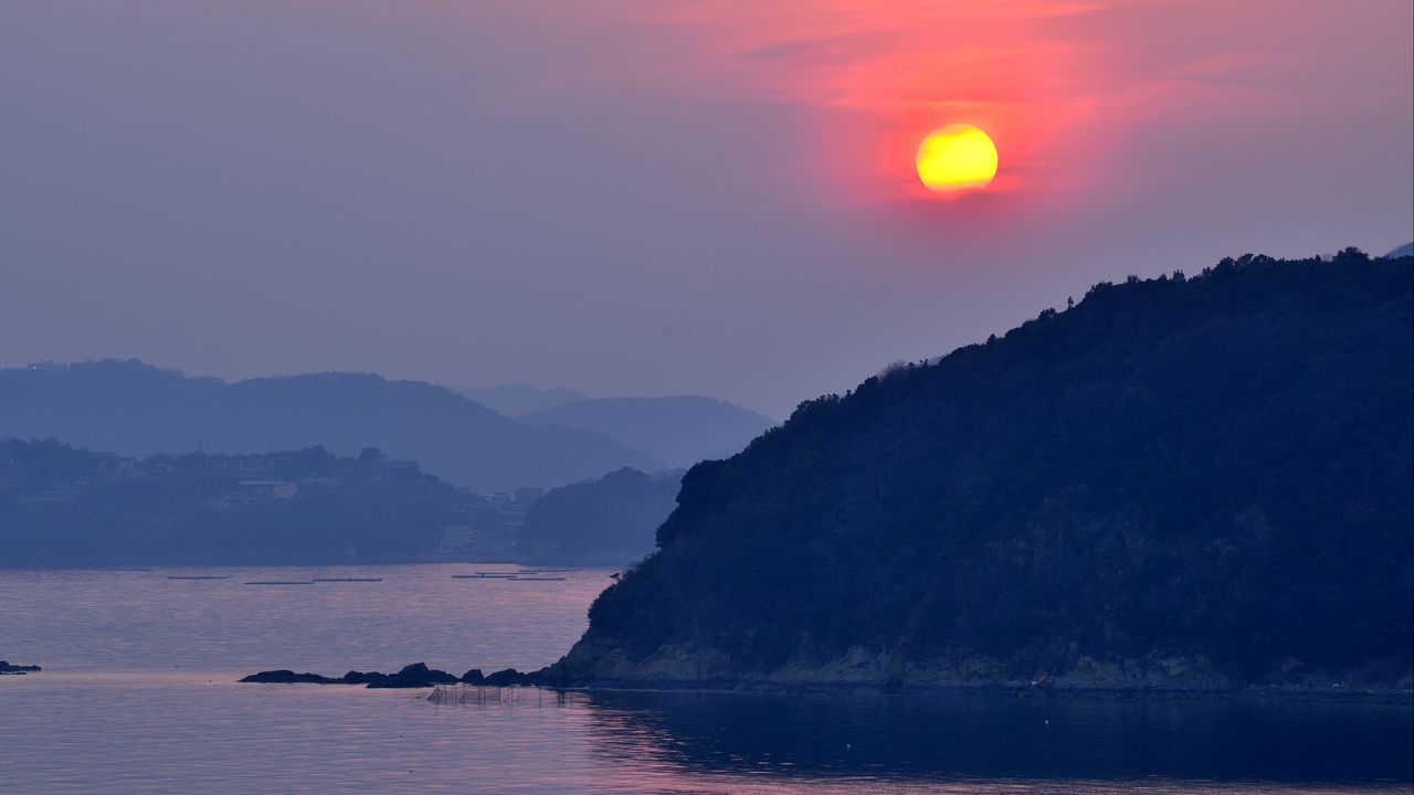 Wallpaper tatsuno, japan, sea, sunset