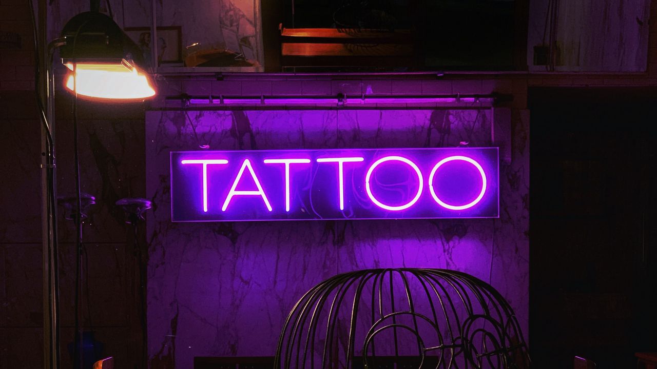 Wallpaper tattoo, inscription, neon