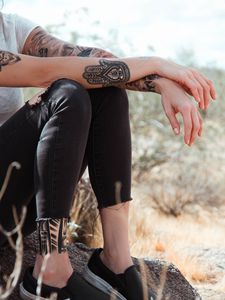 Preview wallpaper tattoos, hands, legs, clothes, style