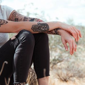 Preview wallpaper tattoos, hands, legs, clothes, style