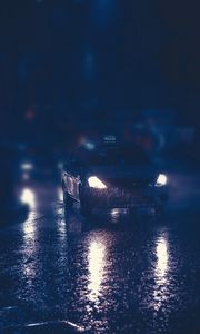 Preview wallpaper taxi, car, night, rain, lights, street