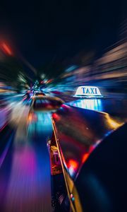 Preview wallpaper taxi, cars, traffic, motion, blur, long exposure