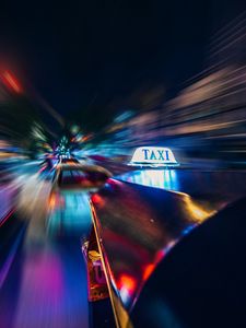 Preview wallpaper taxi, cars, traffic, motion, blur, long exposure