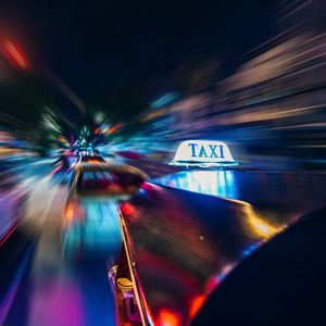 Preview wallpaper taxi, cars, traffic, motion, blur, long exposure