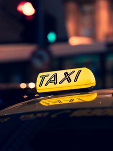 Preview wallpaper taxi, checker, text, inscription, yellow