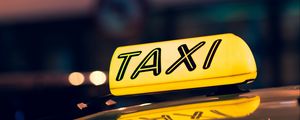 Preview wallpaper taxi, checker, text, inscription, yellow