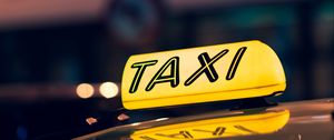 Preview wallpaper taxi, checker, text, inscription, yellow