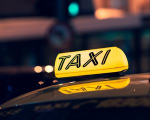 Preview wallpaper taxi, checker, text, inscription, yellow