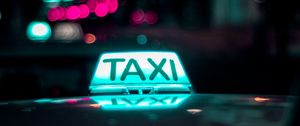 Preview wallpaper taxi, inscription, glare, light