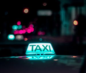 Preview wallpaper taxi, inscription, glare, light