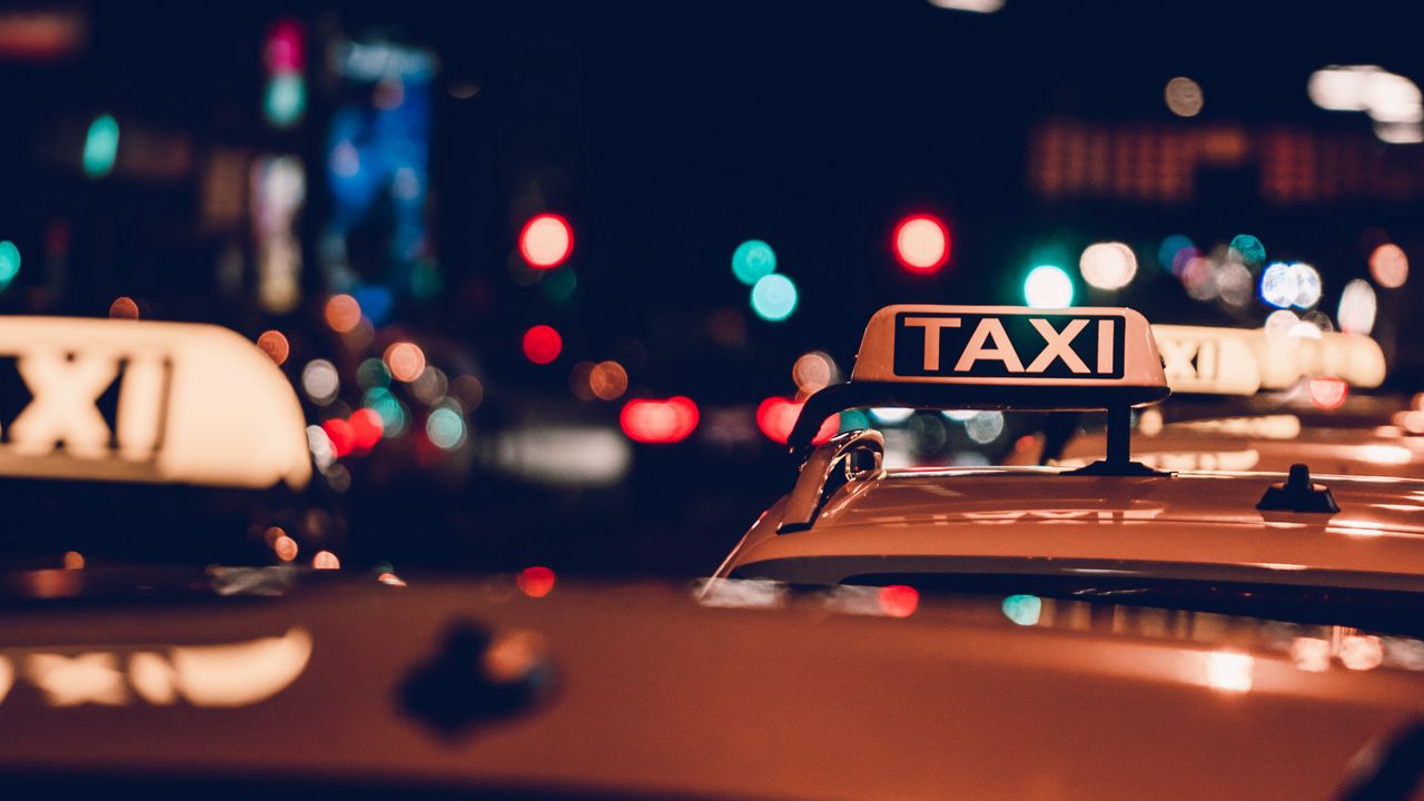 Wallpaper taxi, inscription, words, neon