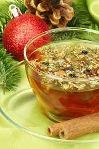 Preview wallpaper tea, cinnamon, cup, cone, branch, fir, ball, christmas, new year