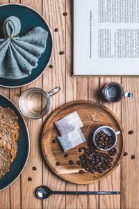 Preview wallpaper tea, coffee beans, coffee, spoon, books, glass