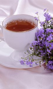 Preview wallpaper tea, cup, flowers, romance