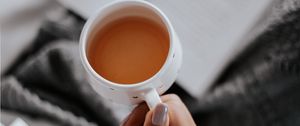 Preview wallpaper tea, cup, hand, book, reading