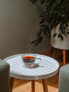 Preview wallpaper tea, cup, table, room, interior