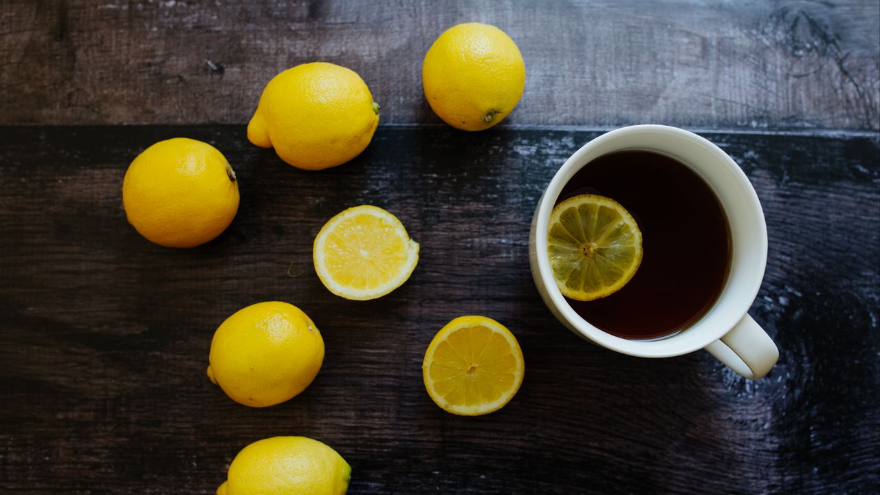 Wallpaper tea, drink, lemon, mug