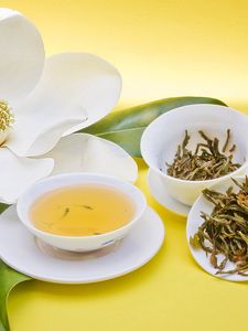Preview wallpaper tea, flower, cup, grass
