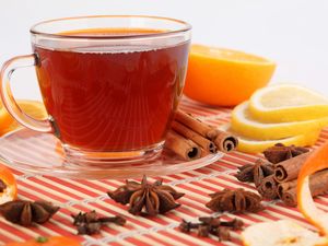 Preview wallpaper tea, fruit, white background, cup