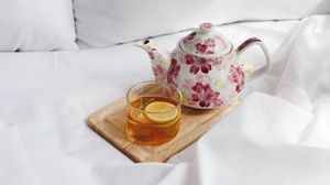 Preview wallpaper tea, glass, morning, teapot, drink, aesthetics