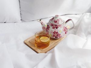 Preview wallpaper tea, glass, morning, teapot, drink, aesthetics