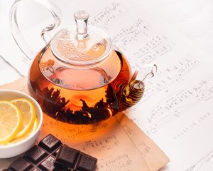 Preview wallpaper tea, kettle, chocolate, aesthetics