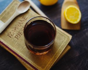 Preview wallpaper tea, lemon, drink, cup, book