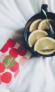 Preview wallpaper tea, lemon, postcard, drink