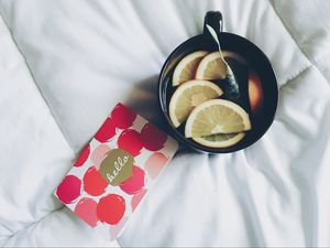 Preview wallpaper tea, lemon, postcard, drink
