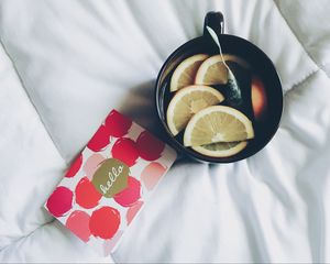 Preview wallpaper tea, lemon, postcard, drink