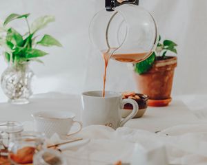 Preview wallpaper tea, mug, pitcher, hand, drink