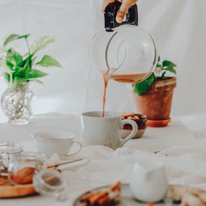 Preview wallpaper tea, mug, pitcher, hand, drink