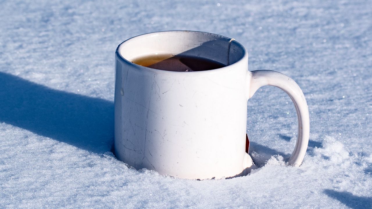 Wallpaper tea, mug, snow, winter