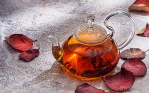 Preview wallpaper tea, teapot, tea leaves, aesthetics