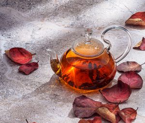 Preview wallpaper tea, teapot, tea leaves, aesthetics