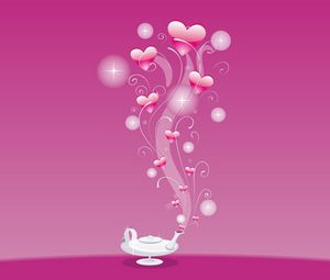Preview wallpaper tea, white, heart, pink, air