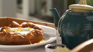 Preview wallpaper teapot, morning, breakfast, pie