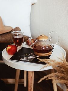 Preview wallpaper teapot, tea, apple, glass, drink