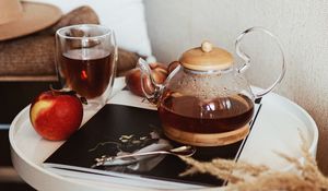 Preview wallpaper teapot, tea, apple, glass, drink