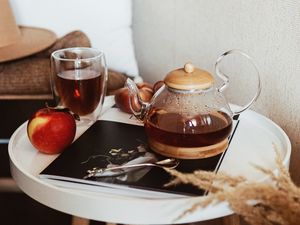 Preview wallpaper teapot, tea, apple, glass, drink